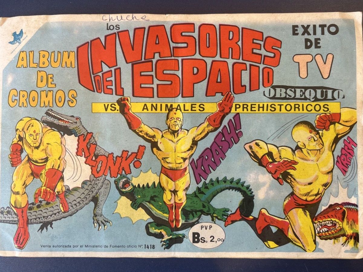 A brazen Venezuelan bootleg of Spectreman from c. 1980 – ‘Los Invasores del Espacio vs. Animales Prehistoricos’ sticker-album